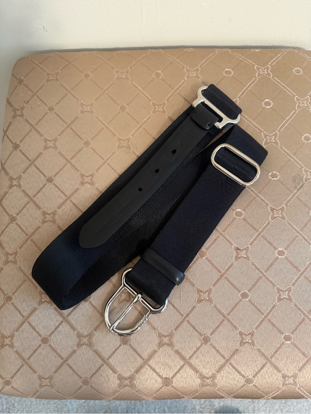 Ralph Lauren Golf Black Webbed Adjustable Unisex Belt Silver Hardware